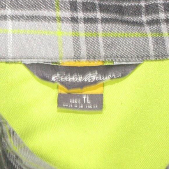 Eddie Bauer Men's Gray/Yellow Plaid Flannel Button Front Shirt Size Large Tall - Picture 6 of 8